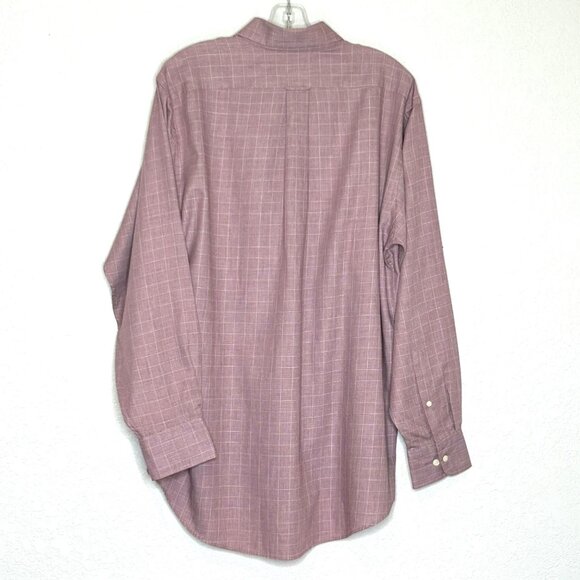 Men's IZOD Button Down Large 16 1/2 34/35 Maroon Long Sleeve Shirt - Picture 8 of 8